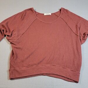 Anthropologie Jolie Shirt Made In USA Waffle‎ Knit Long Sleeve Top Women's Small